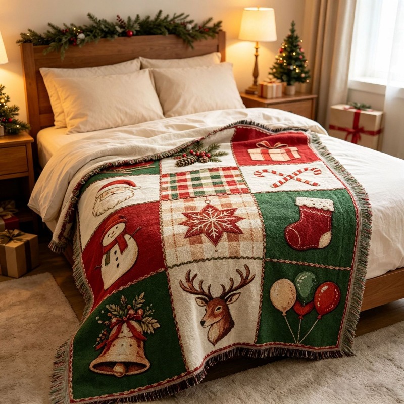 Tapisserie de Noël en jacquard - Christmas Throw Blanket avis et prix