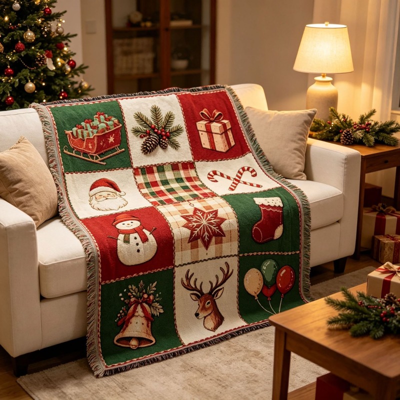 Tapisserie de Noël en jacquard - Christmas Throw Blanket avis et prix